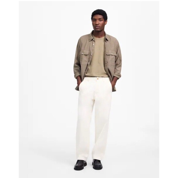 Madewell Patch Pocket Jeans Mens 31 White Ivory Ecru Relaxed Summer Denim New - Picture 10 of 16